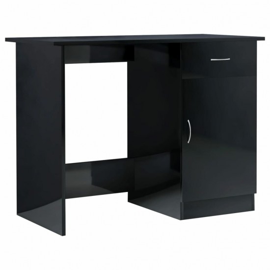 Desk High Gloss Black 39.4inchx19.7inchx29.9inch Engineered Wood