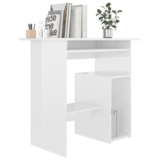 Desk High Gloss White 31.5inchx17.7inchx29.1inch Engineered Wood