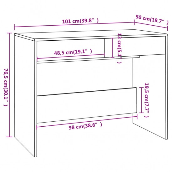 Desk White 39.8inchx19.7inchx30.1inch Chipboard