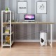 DL-OD05 47.3inch Large Desktop H-Shaped Computer Laptop Desk 15mm E1MDF X-Shaped Sturdy Steel Structure with 4 Tiers Bookshelf Perfect for Home Office