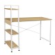 DL-OD05 47.3inch Large Desktop H-Shaped Computer Laptop Desk 15mm E1MDF X-Shaped Sturdy Steel Structure with 4 Tiers Bookshelf Perfect for Home Office