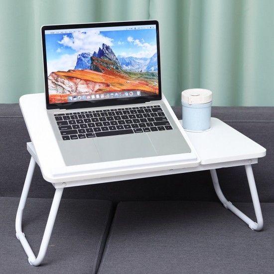 Liftable Folding Computer Desk Laptop Stand 4 Heights Adjustable with Cup Holder Lap Bed Table Tray Breakfast Table