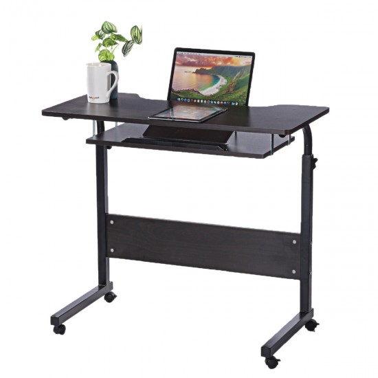 Mobile Rolling Computer Laptop Desk Bedside Workstation Height Adjustable Table Shelf