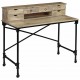 Writing Desk Solid Mango Wood and Steel 43.3inchx19.7inchx37.8inch