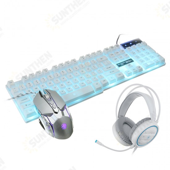 Mice Keyboards Headphones Combo 104-Key Backlit Mechanical Waterproof Wired Keyboard G5 800DPI Wired Mice 7.1 Stereo Sound 3.5MM USB E-Sports Headset with Mic