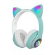 STN-28 Wireless bluetooth Headphones Cute Kids Headset HIFI Bass FM Radio TF Card AUX-In RGB Luminous Foldable Cute Cat Ear Headset with Mic