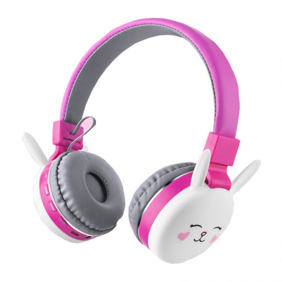 bluetooth V5.0 Headphones HD Stereo TF Card Wireless Foldable Headset Cartoon Animal Rabbit Cat Music Eeadphone with Mic