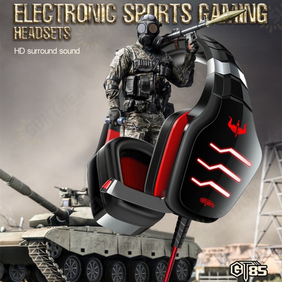 GT85 Wired Gaming Headset E-Sports with Microphone LED Stereo Surrounded HiFi Headphone for PC Laptop