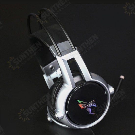 E95-20 USB Virtual 7.1 Gaming Headphone Soft Flexible Stereo Vibration Wired Over Ear Headset with Mic with RGB LED Light