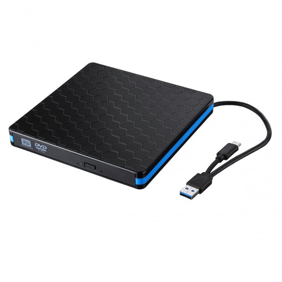 USB 3.0 Type C External CD DVD Drive Dual Port DVD-RW Player Portable Optical Drive Burner Writer Rewriter High Speed Data Transfer for PC Laptop OS Windows 7/8/10