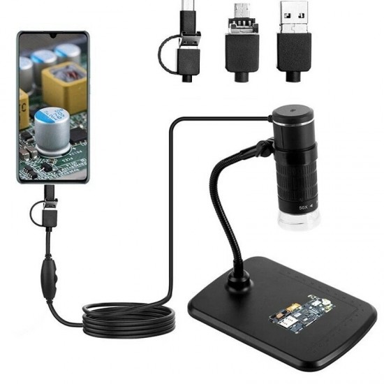 3 In 1 Digital Microscope HD 1000X Portable Electronic Magnifier Camera 8 LED USB Microscope Endoscopy Camera Kids Tool