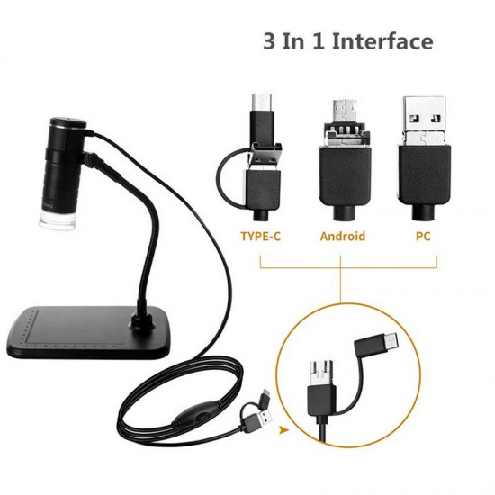 3 In 1 Digital Microscope HD 1000X Portable Electronic Magnifier Camera 8 LED USB Microscope Endoscopy Camera Kids Tool