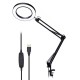 Lighting LED 5X 740mm Magnifying Glass Desk Lamp with Clamp Hands USB-powered LED Lamp Magnifier with 3 Modes Dimmable