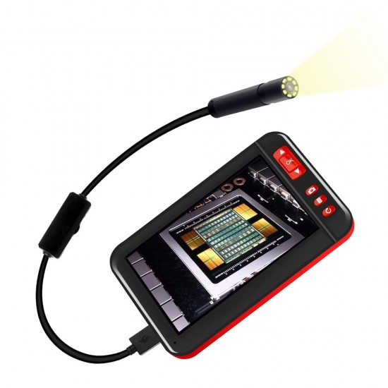 F200 4.3inch Color Screen HD 1080P Digital Borescope 8MM Camera Rechargeable Lithium Battery With Adjustable Brightness 8LEDs 2m/5m/10m Hard Wire