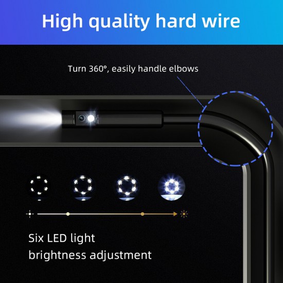 8MM WIFI 109-4 Dual Lens Borescope Camera IP67 Waterproof Wireless Digital Inspection with 6 PCS LED Lights