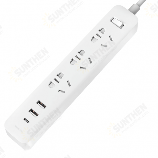 Original 2500W 3 Outlets Power Strip Socket USB Charger With 3*AC Outlet / 20W USB-C PD Power Delivery / 18W 2*USB-A QC3.0 Output Fast Charging