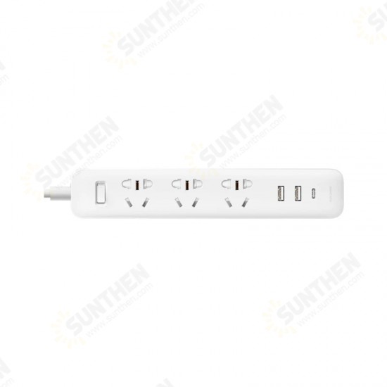 Original 2500W 3 Outlets Power Strip Socket USB Charger With 3*AC Outlet / 20W USB-C PD Power Delivery / 18W 2*USB-A QC3.0 Output Fast Charging