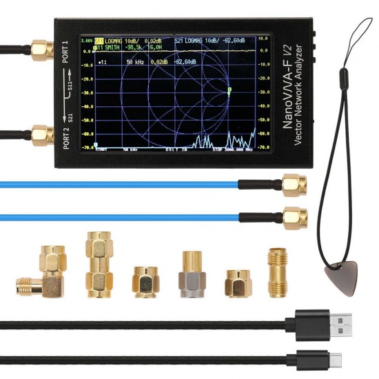 F V2 50kHz-3GHz IPS 4.3Inch LCD Display Vector Network Analyzer S-A-A-2 Antenna Analyzer Short Wave HF VHF UHF