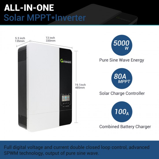 Hybr1d Solar Inverter 3.5KW/5KW 48V 220V MPPT 80A/100A Pure Sine Wave Off Grid Solar Inversor Can Work without Battery SPF 3500-80A SPF 5000-100A
