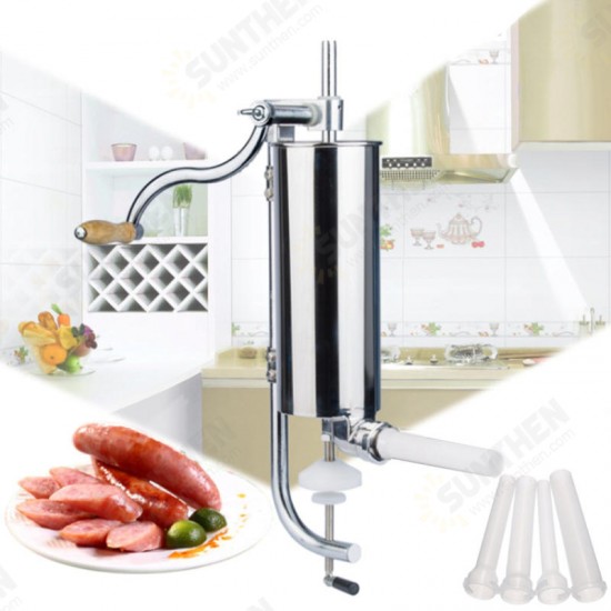 4L 304 Stainless Steel Sausage Stuffer Maker Meat Filler Machine Vertical Speed