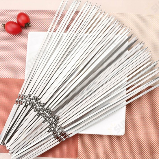 50PCS 30cm Stainless Steel BBQ Skewers Grill Roasting Meat Kebab Sticks Set