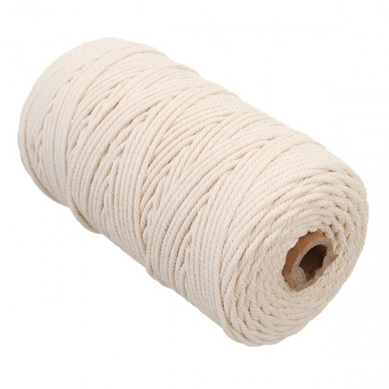 5Pcs 200Mx3mm Natural Beige Cotton Twisted Cord Rope Braided Wire DIY Craft Macrame String