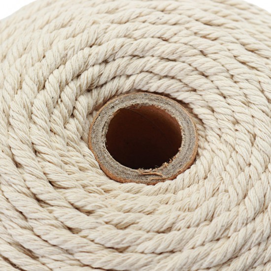 5Pcs 200Mx3mm Natural Beige Cotton Twisted Cord Rope Braided Wire DIY Craft Macrame String