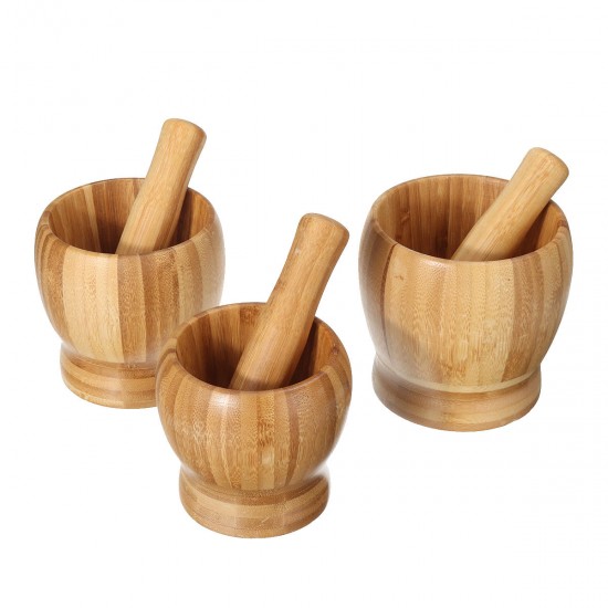 Bamboo Mortar and Pestle Garlic Presser Masher Hand Grinder Crusher for Home Spice Pepper Grinder Masher Mortar Kitchen Supplies