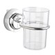 Bathroom Suction Wall Mounted Single Stainless Toothbrush Tumbler Holder with Cup