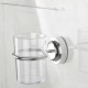 Bathroom Suction Wall Mounted Single Stainless Toothbrush Tumbler Holder with Cup