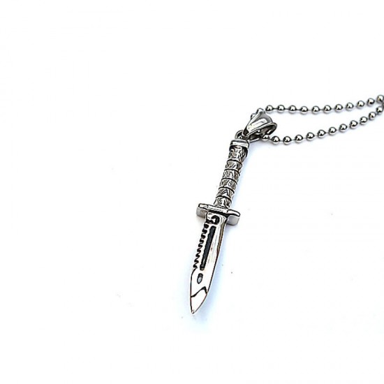 EDC Titaniumm Steel Knifee Necklace Swordd Pendant Fashion Creative Ornament Men's Necklace Outdool Self-defensee Tool