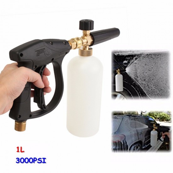 Foam Wash Guun 3000 PSI High Pressure Washer W/1L Snow Foam Lance Bottle Car Cleaning