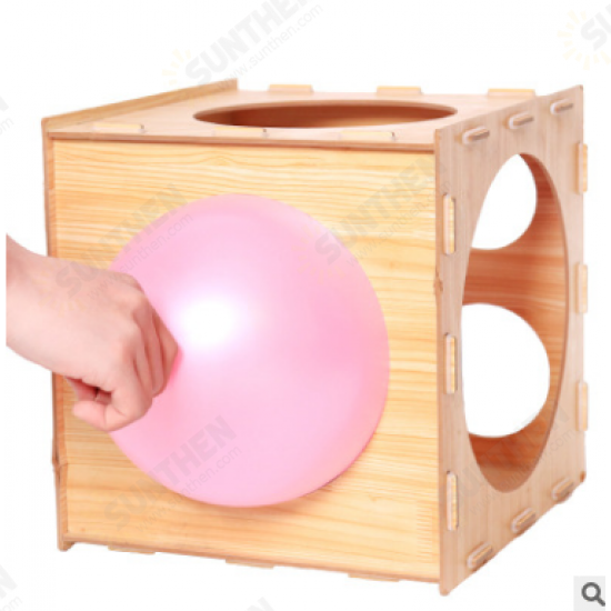 Wood Balloon Sizer Cube Template Box for Wedding Party 9 Holes 2 To 10 Inches Tool