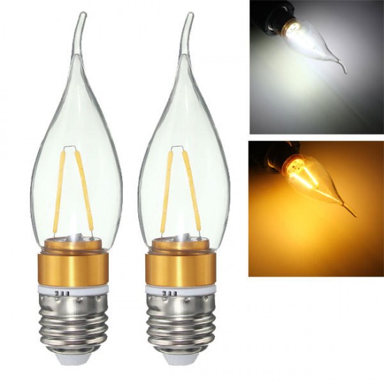 E27 E14 E12 B22 B15 2W LED Filament Edison Plastic&Aluminum Pure White Warm White Light Bulb AC220V