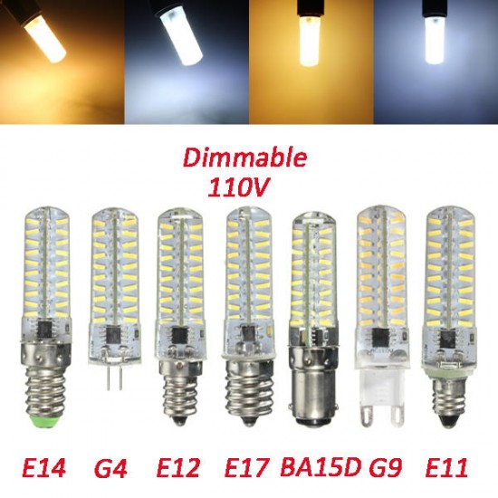 G4/G9/E11/E12/E14/E17/BA15D Dimmable LED Bulb 4W 80 SMD 4014 Corn Light Lamp AC 110V