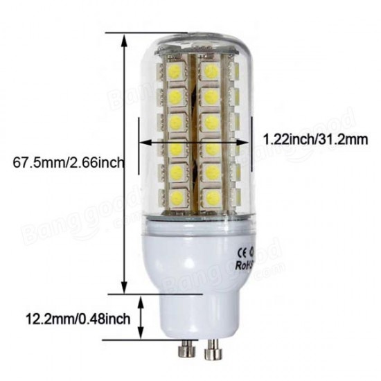 GU10 LED Bulb 6W 48 SMD 5050 AC 220V White/Warm White Corn Light