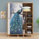 PVC Living Room Door Stickers Wallpaper Poster Peacock Waterproof Home Decoration