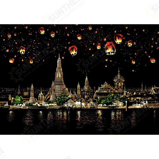 1 Piece Decorative Scratch Picture Scenery Scratching Paintings City Nightview Scraping Paintings Drawing Paper Home Decor Birthday Gift