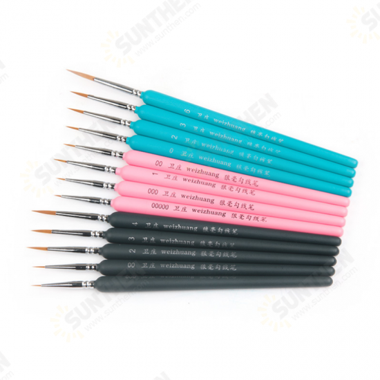 10 PCS 000 Hook Line Pen Watercolor Soft Hair Painting Brush for Acrylic Painting