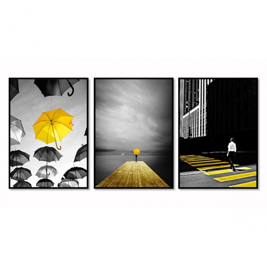 3Pcs City Scenery Canvas Paintings Wall Decorative Print Art Pictures Unframed Wall Hanging Home Office Decorations