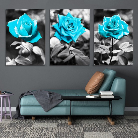 3Pcs/set Rose Canvas Painting Wall Decorative Print Art Pictures Unframed Wall Hanging Home Office Wall Decorations