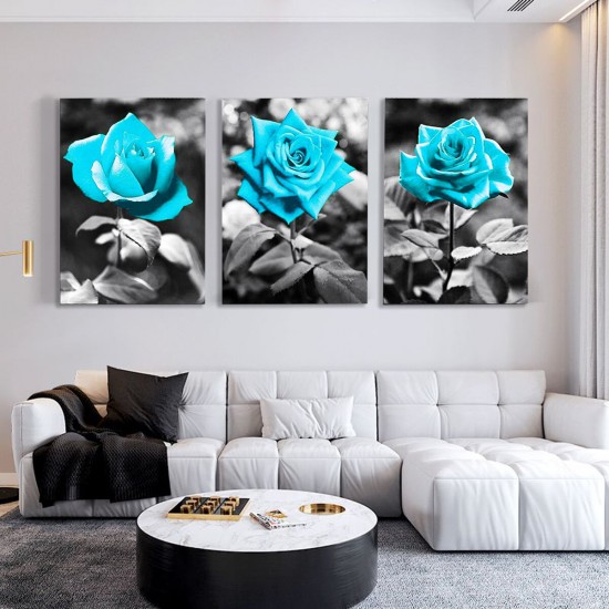 3Pcs/set Rose Canvas Painting Wall Decorative Print Art Pictures Unframed Wall Hanging Home Office Wall Decorations