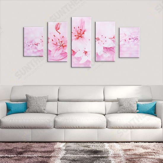 5 Pcs Wall Decorative Oil Painting Canvas Print Flower Wall Art Pictures Frameless Wall Hanging Decorations for Home Office