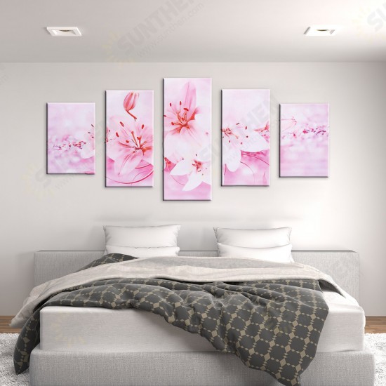 5 Pcs Wall Decorative Oil Painting Canvas Print Flower Wall Art Pictures Frameless Wall Hanging Decorations for Home Office