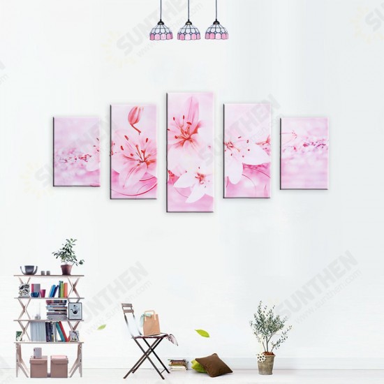 5 Pcs Wall Decorative Oil Painting Canvas Print Flower Wall Art Pictures Frameless Wall Hanging Decorations for Home Office