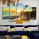 5Pcs Sea Coastal Canvas Print Paintings Wall Decorative Print Art Pictures Frameless Wall Hanging Decorations for Home Office Restaurant