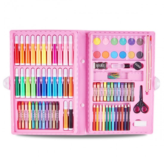 90Pcs Painting Art Set Kids Painting Tool Drawing Graffiti Toys Watercolor Pens Oil Pastel Children Gifts