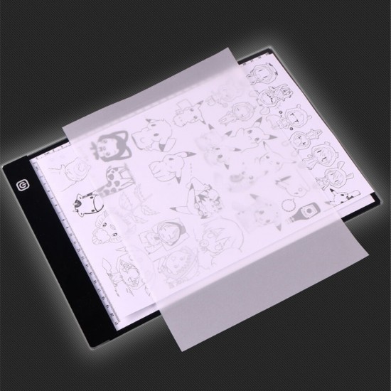 A3 LED Light Pad Tracing Stepless/Three Gear Dimmable Brightness Diamond Painting Board with Scale Art Copy Pad Writing Sketching LED Light Artboard 420*300*4mm