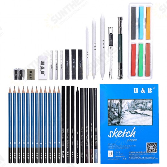 42pcs Sketching Pencil Set Professional Graphite Charcoal Drawing Pencil Kit for Beginner Engineering Drawing Design