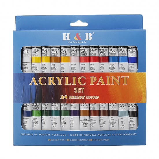 HB-AP24 Professional 24-Color Propylene Pigment Hand-Painted Set Wall Painting DIY Watercolor Paint Set